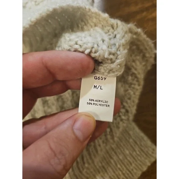 Kerisma Sweater Womens M/L Acrylic Blend Beige Turtleneck Boxy Textured - Picture 5 of 8